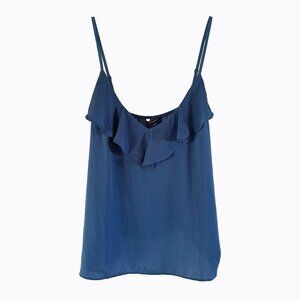 Banana Republic Deep Pacific Blue Cami XL Ruffle V-Neck Y2K Boho Coquette Fairy